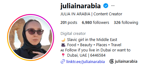juliainarabia Instagram profile